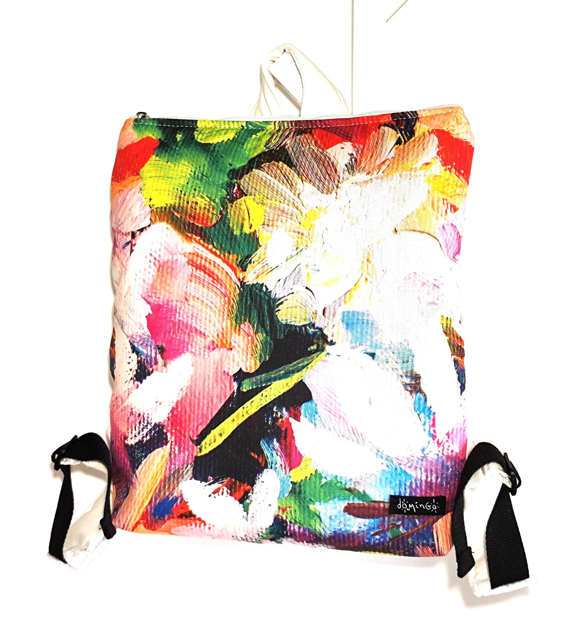 Puffer medium backpack flower white 01